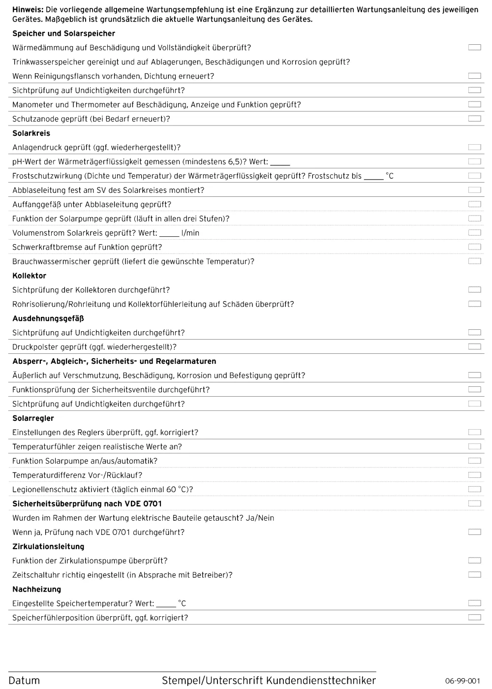 Wartungsempfehlung