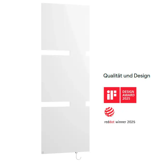 Kermi Bad- und Wohnheizkörper Tano-E, weiß, 1800x600x38 mm, rechts, WWS weiß, Elektroset 800 Watt, Designauszeichnungen