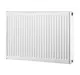 Weißer Buderus-Heizkörper mit strukturierten Längsrippen, geeignet für die Wandmontage.