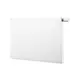 Weißer Buderus-Heizkörper mit flacher Front und seitlichem Ventilanschluss, geeignet für Wandmontage.