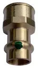 Messingadapter von Viega mit zwei Anschlussseiten, eine mit Schliff und eine mit Innengewinde. Praktisches Verbindungselement für Sanitärinstallationen.