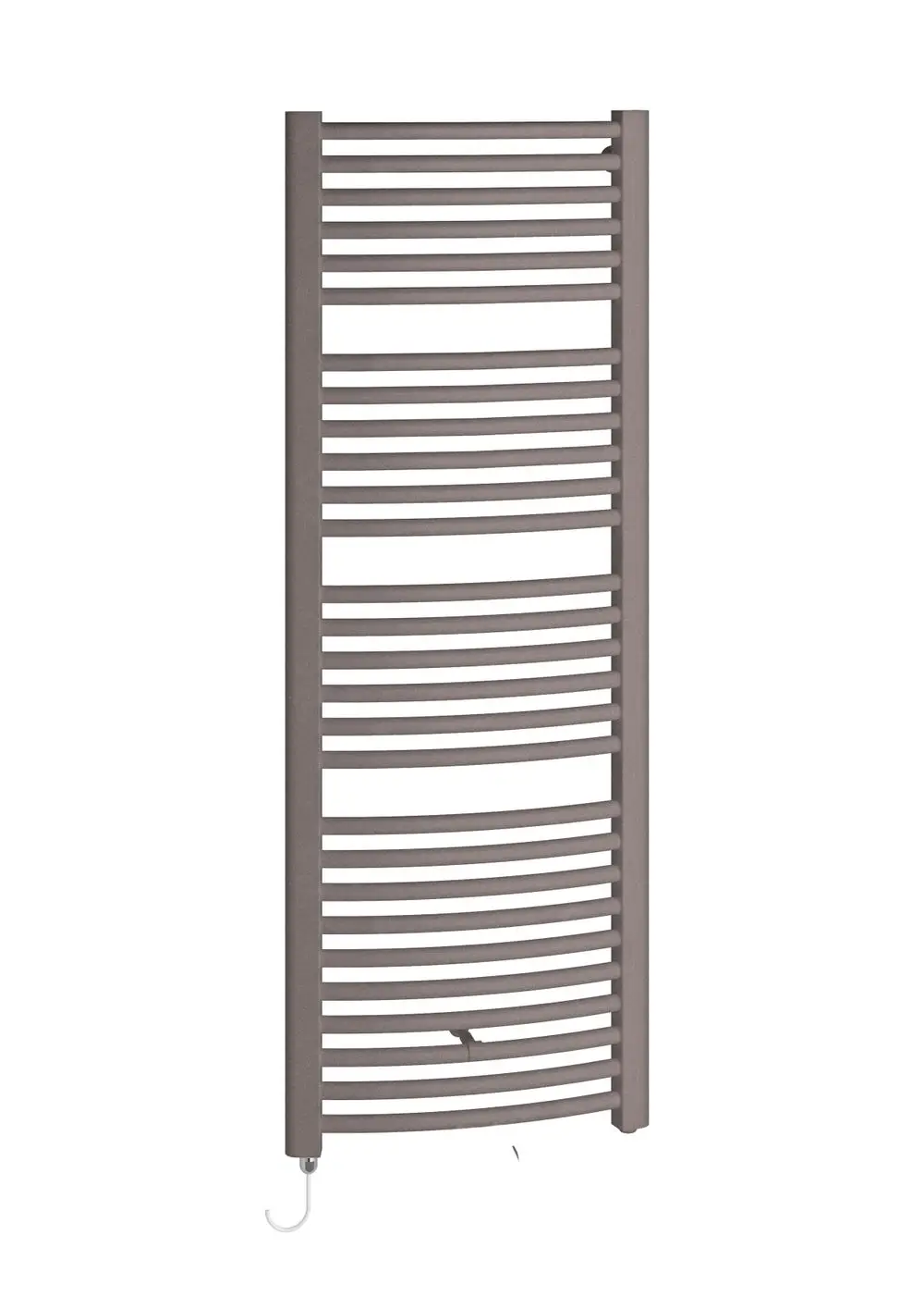 Kermi-Heizkörper in modernem Design, mit horizontalen Rillen und einer mattbronze Oberflächenbeschichtung, geeignet für das Badezimmer.