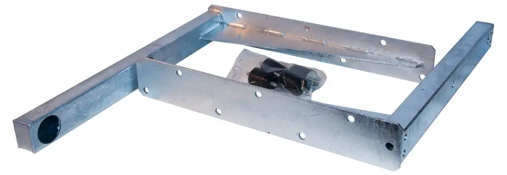 Wandkonsole aus verzinktem Metall, geeignet für die Luft- und Wasserinstallation, mit Befestigungslöchern. Produkt von Novelan.