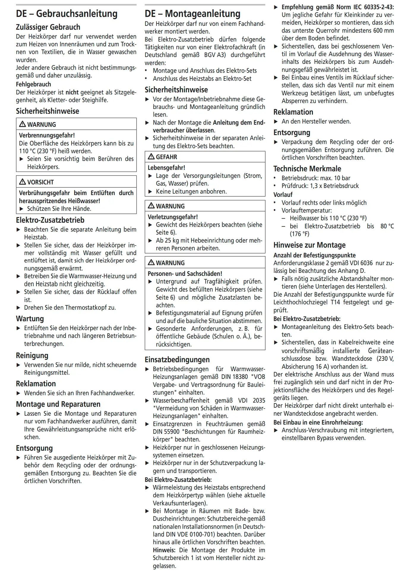Kermi-Heizkörper, horizontal montiert, mit seitlichem und mittlerem Anschluss, in schlichtem Design, installiert in einem Badezimmer, umgeben von hellen Wänden.