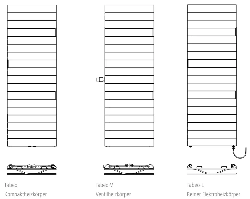 Kermi Bad- und Wohnheizkörper Tabeo-E, weiß, HxLxT: 1197x500x101 mm, Ausführung rechts, Elektroset 600 Watt