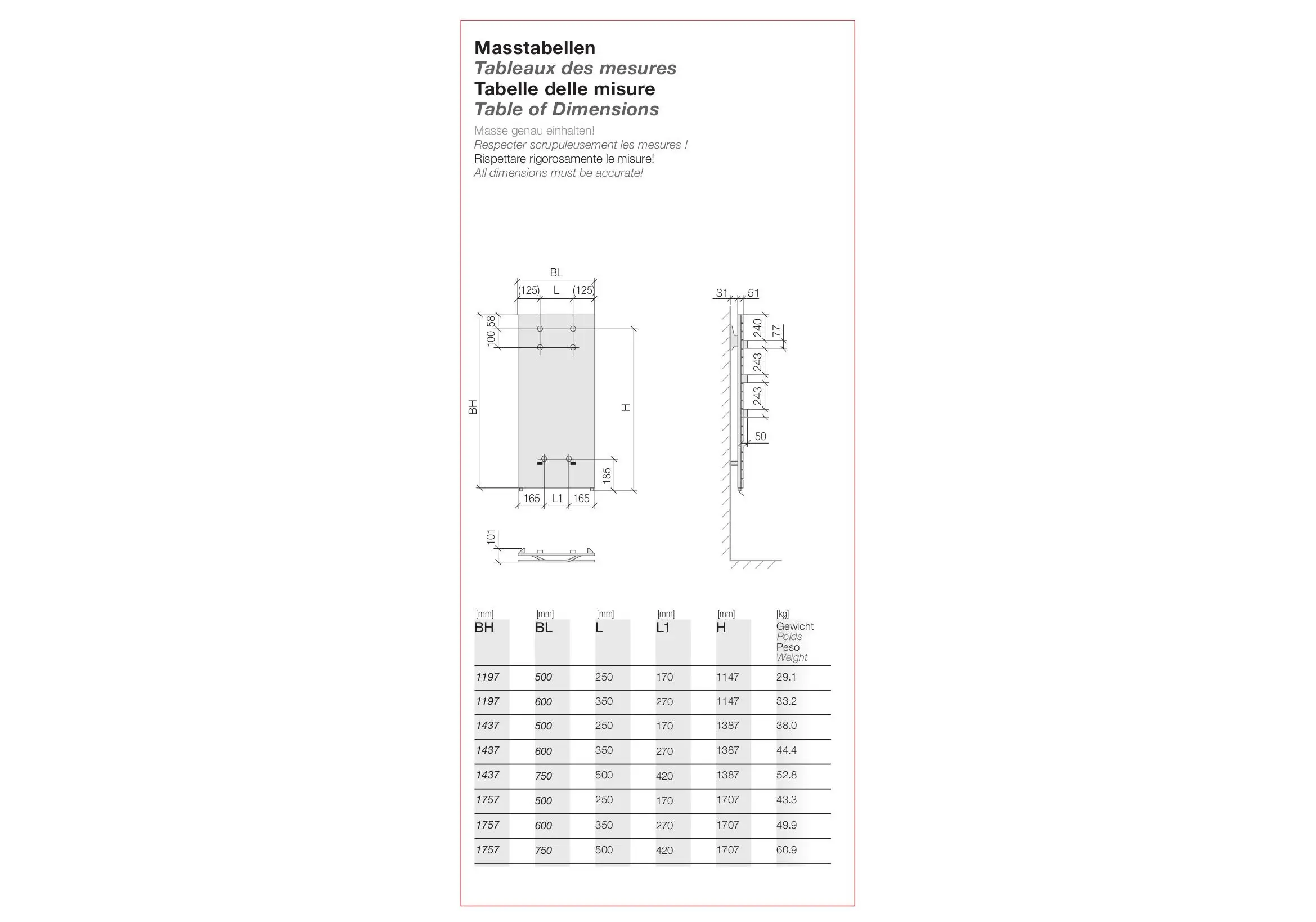 Kermi Bad- und Wohnheizkörper Tabeo-E, HxLxT: 1197x500x101 mm, Farbe: weiß