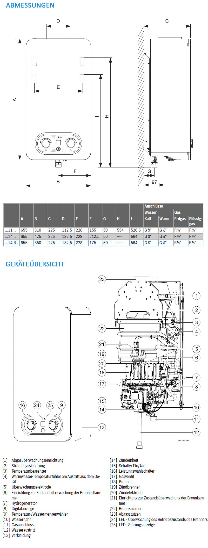 Junkers Bosch Gas-Durchlauferhitzer T4304 11 21, 19,2kW, 11 l/min
