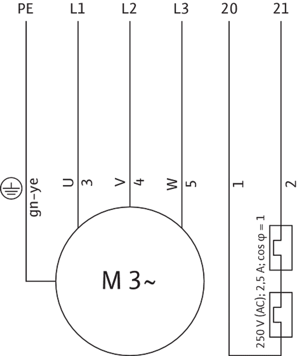 Schaltplan einer Schmutzwasser-Tauchmotorpumpe, dargestellt mit Anschlussklemmen und Motorinformationen, gekoppelt mit der Marke Wilo.