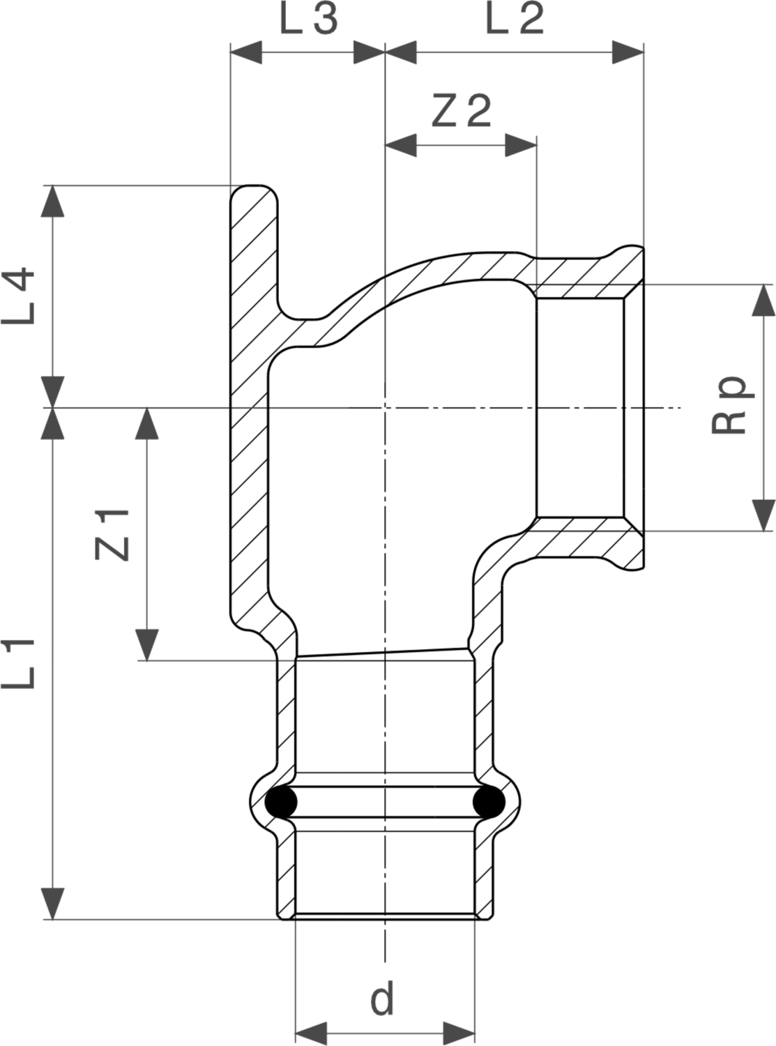 Technische Zeichnung einer Viessmann Profipress G-Wandscheibe mit verschiedenen Abmessungen und Anschlüssen. Maße sind schematisch dargestellt.