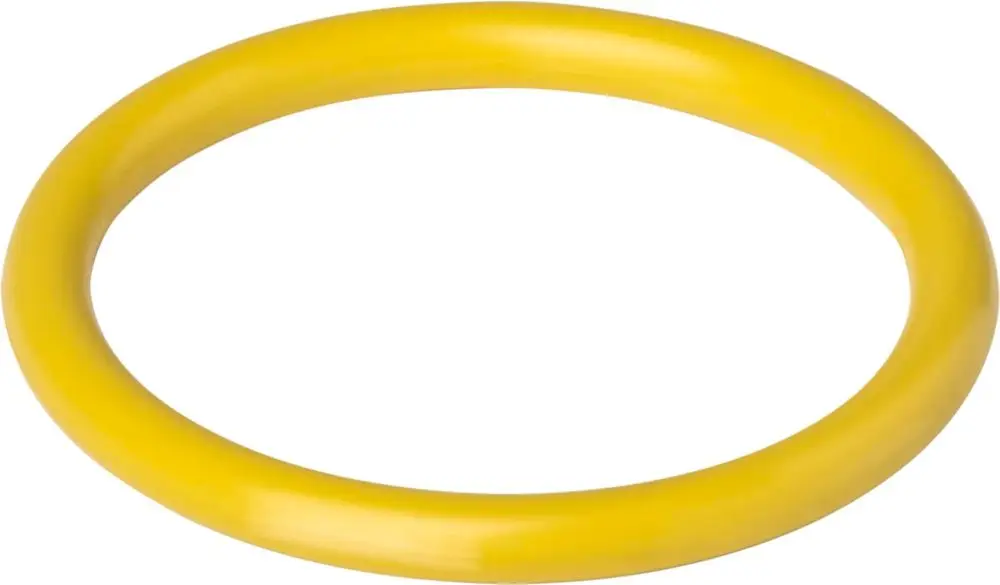 Gelbes Dichtelement aus Kunststoff, ringförmig, mit glatter Oberfläche. Geeignet für verschiedene Anwendungen, hergestellt von Viega.
