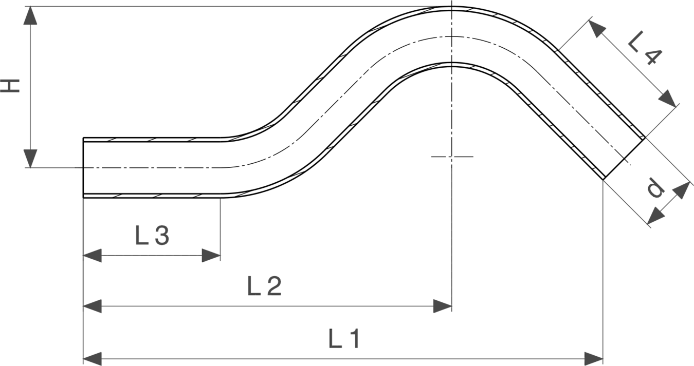 Viega-Überbogen aus verzinktem Stahl mit einem Durchmesser von 12 mm, in einer L-Form mit verschiedenen Längenmaßen.