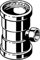 Viega T-Stück aus verzinktem unlegiertem Stahl, das an einer Stelle verjüngt ist. Das Produkt ist für Rohrverbindungen in Installationen konzipiert.