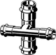 Kreuzstück aus verzinktem Stahl in neutraler Farbe. Entwurfsmerkmale zeigen die Qualität der Viega-Produkte. Ideal für Installationen in verschiedenen Anwendungen.