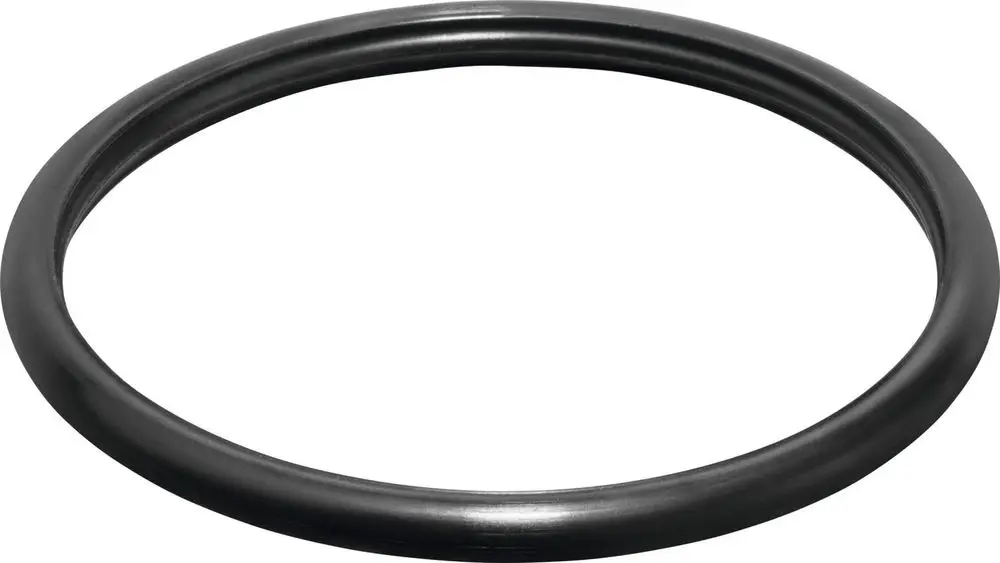 Schwarzes, rundes Dichtelement von Viega, geeignet für Rohrverbindungen. Das Produkt hat eine glatte Oberfläche und ist in einem einfachen, schlichten Design gehalten.