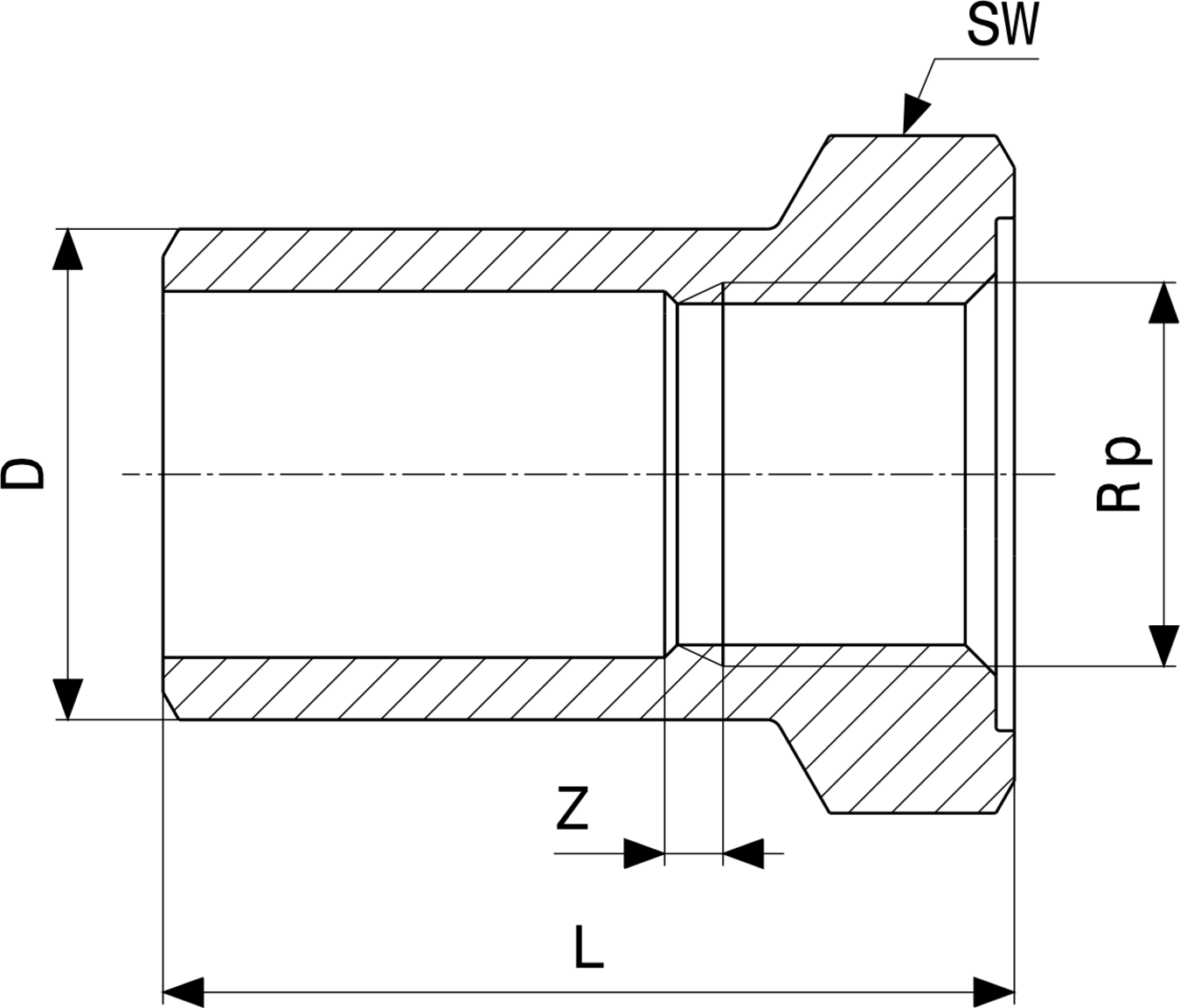 Viega Megapress S-Einsteckstück aus unlegiertem Stahl mit Zink-Nickel-Beschichtung, in der typischen Form für Rohrverbindungen, auf neutralem Hintergrund.