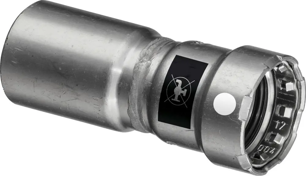 Viega-Megapress Reduzierstück aus unlegiertem Stahl mit Zink-Nickel-Beschichtung, selektive Schnittstelle für Verbindungselemente.