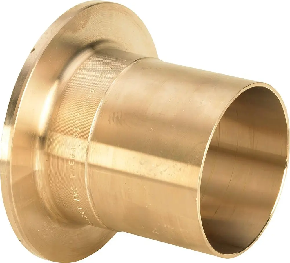 Kupfer-Nickel-Eisen-Bördel mit einem Flansch zur Befestigung. Das Produkt von Viega zeigt eine metallische Oberfläche ohne sichtbare Markierungen oder Maße.