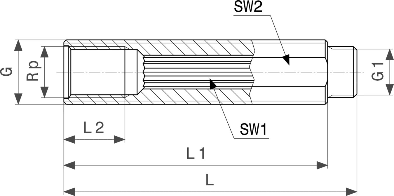 Raxofix Wanddurchführung von Viega mit Anschlussmaßen, grafische Darstellung der baulichen Dimensionen und Rohre, ohne spezifische Maße erkennbar.