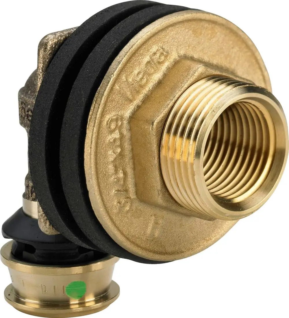 Wanddurchführung aus Siliziumbronze mit Gewinde und Dichtungen, geeignet für Rohrverbindungen. Produkt von Viega, zeigt Verbindungselement und Anschlussdetails.