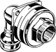 Wanddurchführung aus Siliziumbronze mit Gewindeanschlüssen, deutlich erkennbar die Marke Viega. Das Produkt ist in einem neutralen Raum abgebildet.