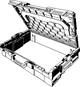 Schwarzer Systemkoffer von Viega mit einfachem Design und robustem Verschluss. Ideal für die Aufbewahrung von Werkzeugen oder Materialien.