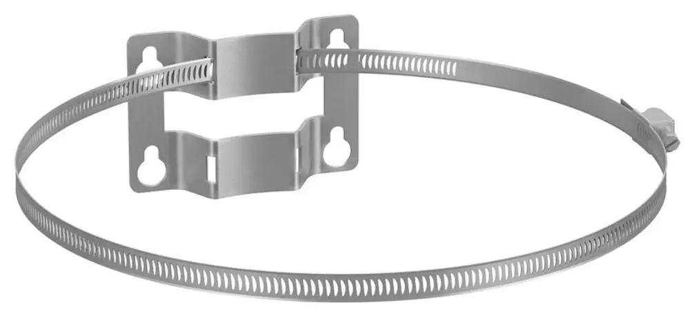 Wandhalterung mit Spannband und Konsole, gefertigt von Reflex Winkelmann, zur Montage von Geräten mit einem flexiblen Band- und Haltesystem.