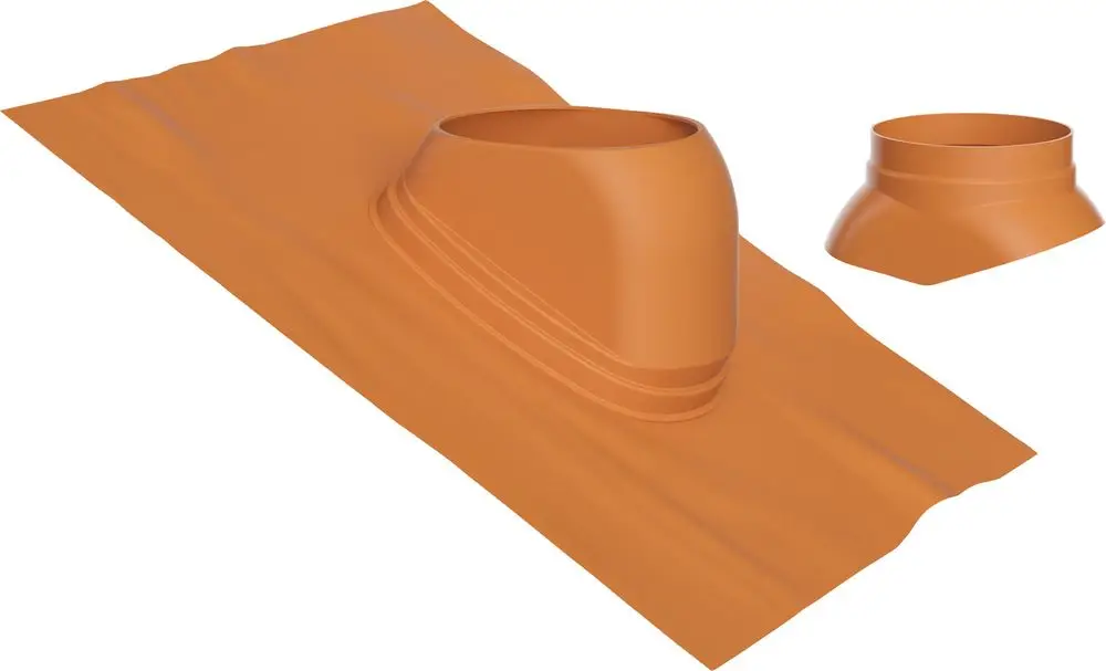 Dachflächenzubehör in rot mit gewölbtem Element und flacher Grundform, möglicherweise von Bosch, zur Integration in ein Dachsystem.
