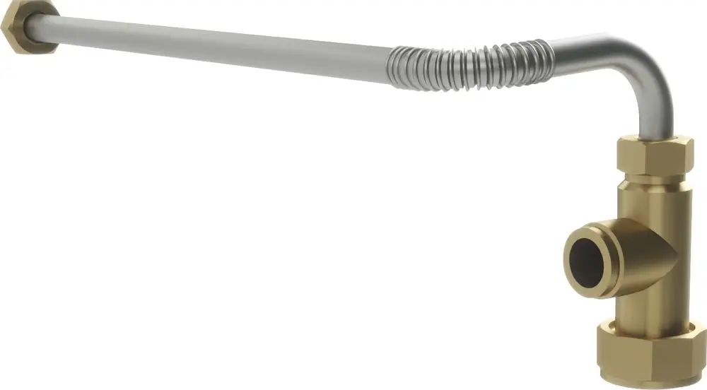 Zirkulationsrohr aus Metall mit einem gebogenen Ende und einer Verbindung zu einer größeren Einheit, geeignet für Installationen von Bosch DHW-Systemen.