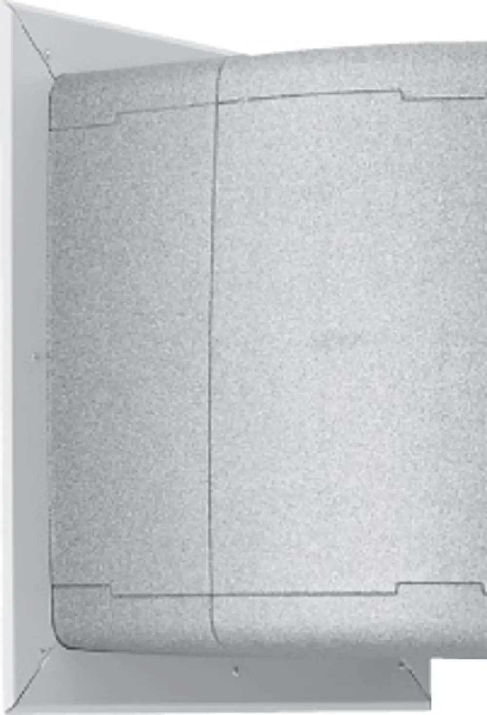Schutzblende aus grauem Material für Luftkanäle, montiert in einer rechteckigen Form. Geeignet für Luftwärmepumpen von Bosch.