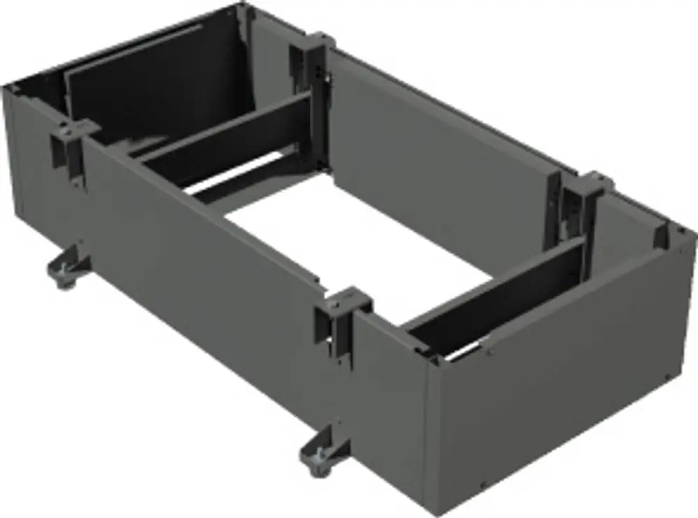 Grauer Sockel für Luftwärmepumpen, geeignet für Bosch Produkte. Struktur aus stabilen Materialien mit Montageelementen für eine sichere Aufstellung.