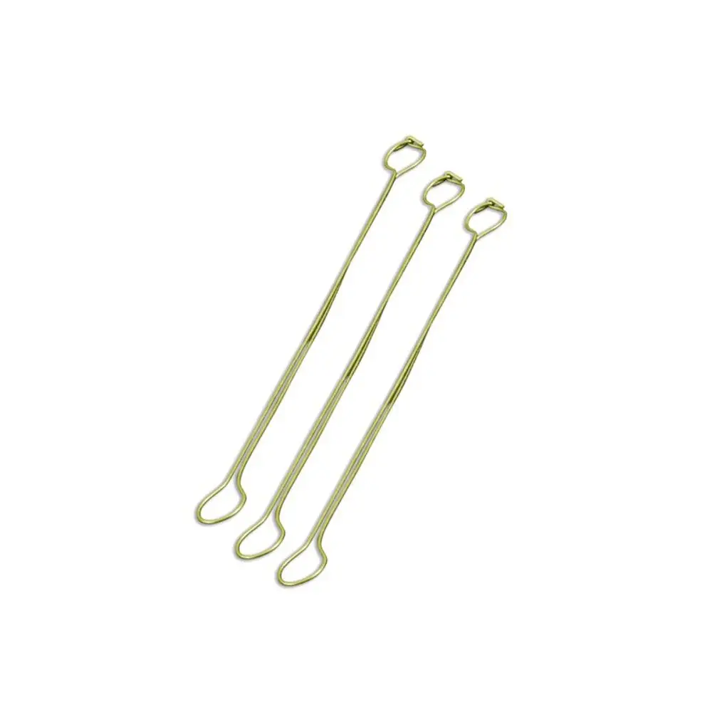 Drei metallene Drahtstützen oder Spangen in einer gleichmäßigen Anordnung, geeignet für diverse Anwendungen, hergestellt von Kermi.