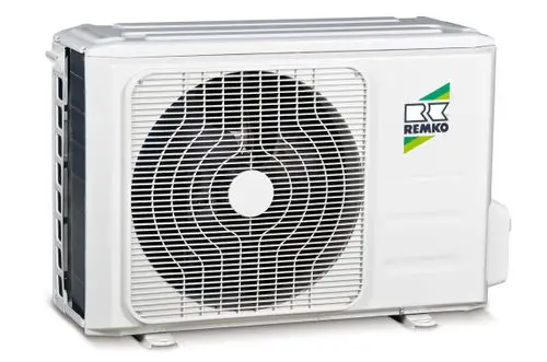 Außenklimagerät mit einem großen Ventilator und weißem Gehäuse, das zur Kühlung von Räumen konzipiert ist.