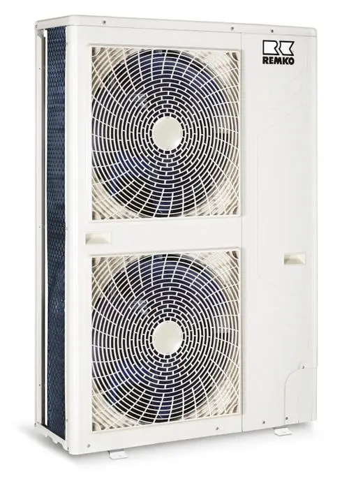 Wandmontiertes Klimagerät mit zwei großen Lüftern und einem weißen Gehäuse, das für eine effektive Klimatisierung sorgt.