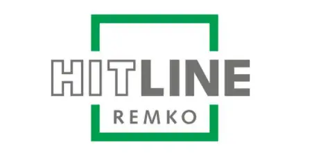Logo von Remko mit dem Schriftzug "HITLINE" in grau und grün, umrahmt von einem rechteckigen grünen Rahmen.