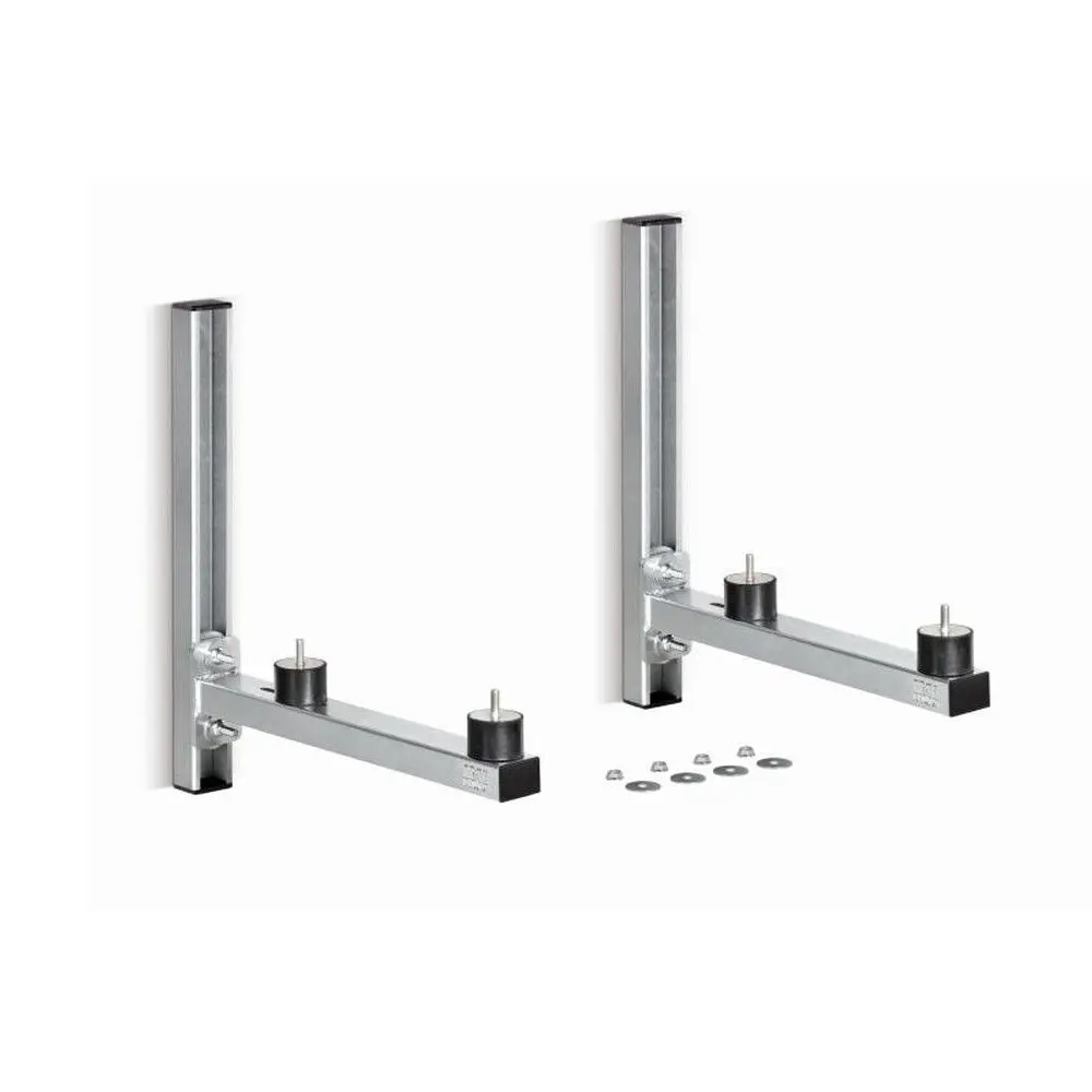 Wandkonsole aus Metall mit horizontalen Armstücken und Gummistützen von Remko, geeignet zur Wandmontage für Geräte oder Regale. Zubehörteile sind im Bild sichtbar.