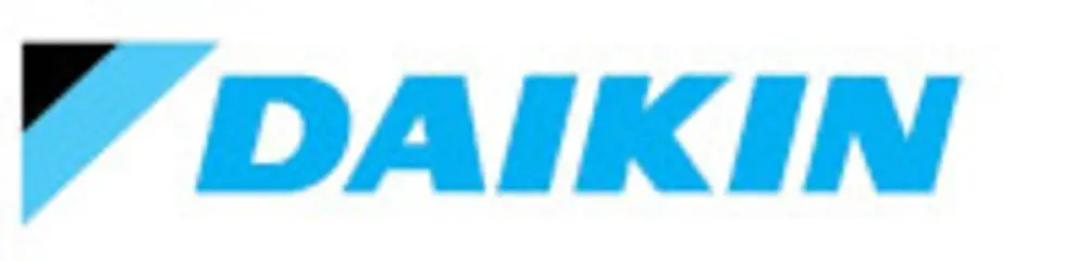 Daikin-Logo in Blau und Schwarz, bestehend aus einem schwarzen Dreieck und dem Wort "DAIKIN" in großen blauen Buchstaben.