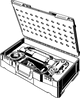 Viega Pressset aus Stahl mit phosphatierter Oberfläche, geeignet für die Verbindung von Rohrleitungen. Dezentes Design, funktionell und robust.