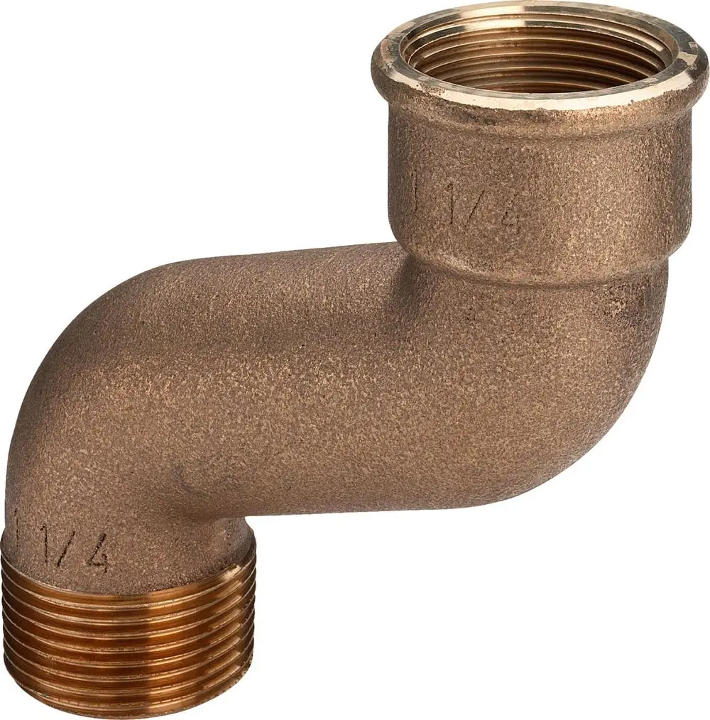 Viega S-Bogen aus Rotguss oder Siliziumbronze, mit zwei gewindierten Anschlüssen und einem 90-Grad-Bogen für Rohrverbindungen.
