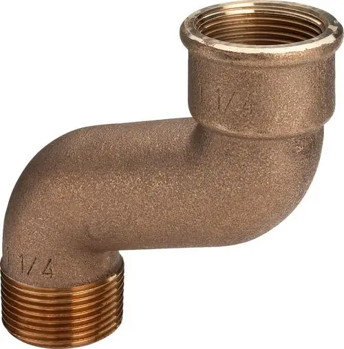 Viega S-Bogen aus Rotguss oder Siliziumbronze, mit zwei gewindierten Anschlüssen und einem 90-Grad-Bogen für Rohrverbindungen.