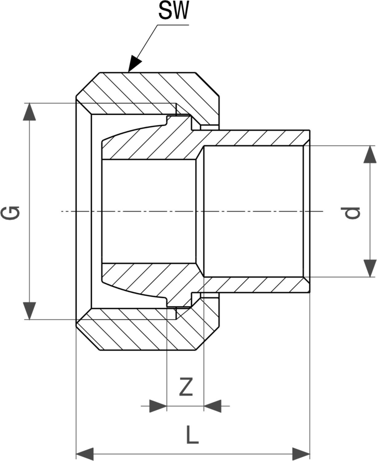 Anschlussverschraubung von Viega mit einem Durchmesser von 12 mm und einem G 1/2 Anschluss. Gezeigt sind verschiedene Abmessungen und Perspektiven des Produkts.