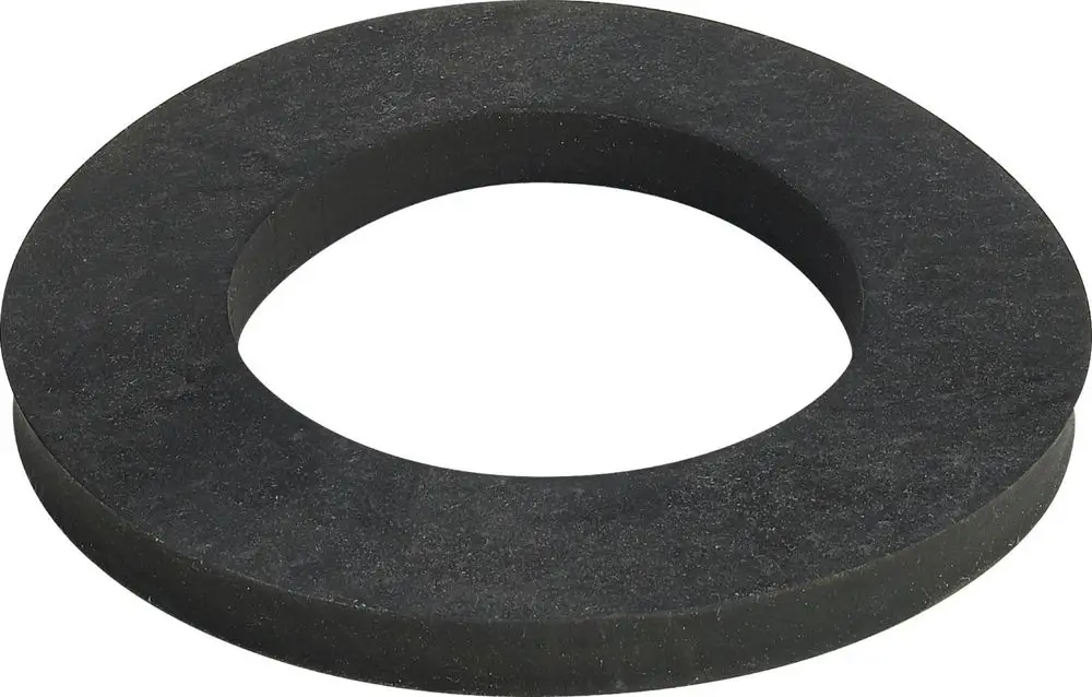 Schwarze Dichtung von Viega mit zentralem Loch, flacher Form und gleichmäßiger Dicke, geeignet für technische Anwendungen.