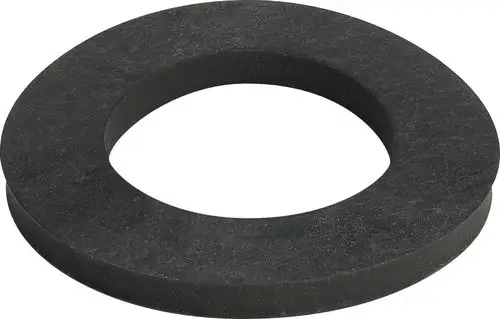 Schwarze Dichtung von Viega mit zentralem Loch, flacher Form und gleichmäßiger Dicke, geeignet für technische Anwendungen.