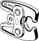 Gelenkzugbacke aus Rotguss und Stahl, phosphatiert, mit klar erkennbaren Verbindungselementen, hergestellt von Viega.