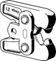 Gelenkzugbacke aus Rotguss mit einer Oberfläche aus phosphatiertem Stahl. Produkt von Viega, zur Verbindung von Rohrleitungen in technischen Anwendungen konzipiert.