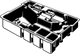 Koffereinsatz in schwarzem Design, passend für Werkzeug oder Zubehör. Auf der Vorderseite befindet sich das Logo der Marke Viega. Einfache Anordnung für besseren Zugriff.