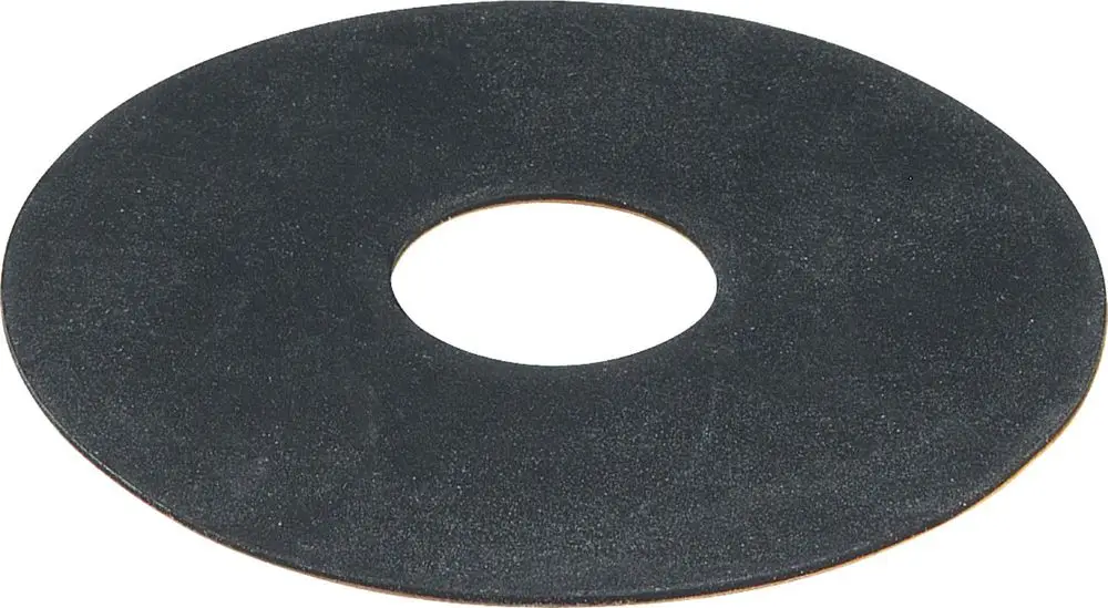 Schwarzer, flacher Gummi-Ring mit mittigem Loch, möglicherweise ein Isolierflansch von Viega. Eignet sich zur Abdichtung bei Rohrverbindungen oder ähnlichen Anwendungen.