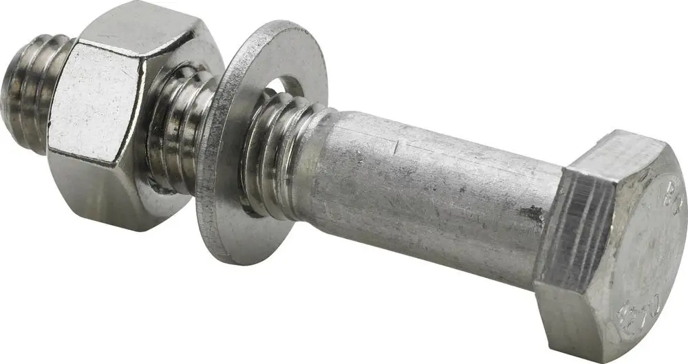 Edelstahl-Bolzen mit Mutter und Unterlegscheibe, typisch für Montagesets. Produkt von Viega für verschiedene Anwendungen im Sanitärbereich.