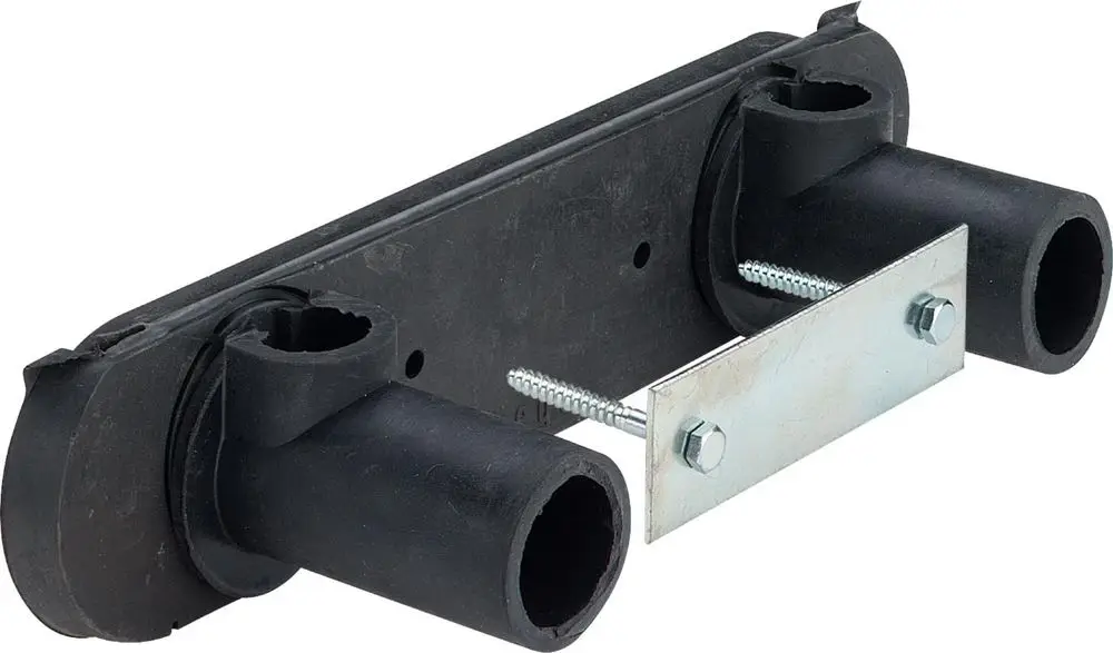 Gummi-Silencer mit zwei Anschlüssen und Schraubbefestigung, geeignet für Rohrsysteme. Hergestellt von Viega zur Geräuschreduzierung in sanitären Anwendungen.
