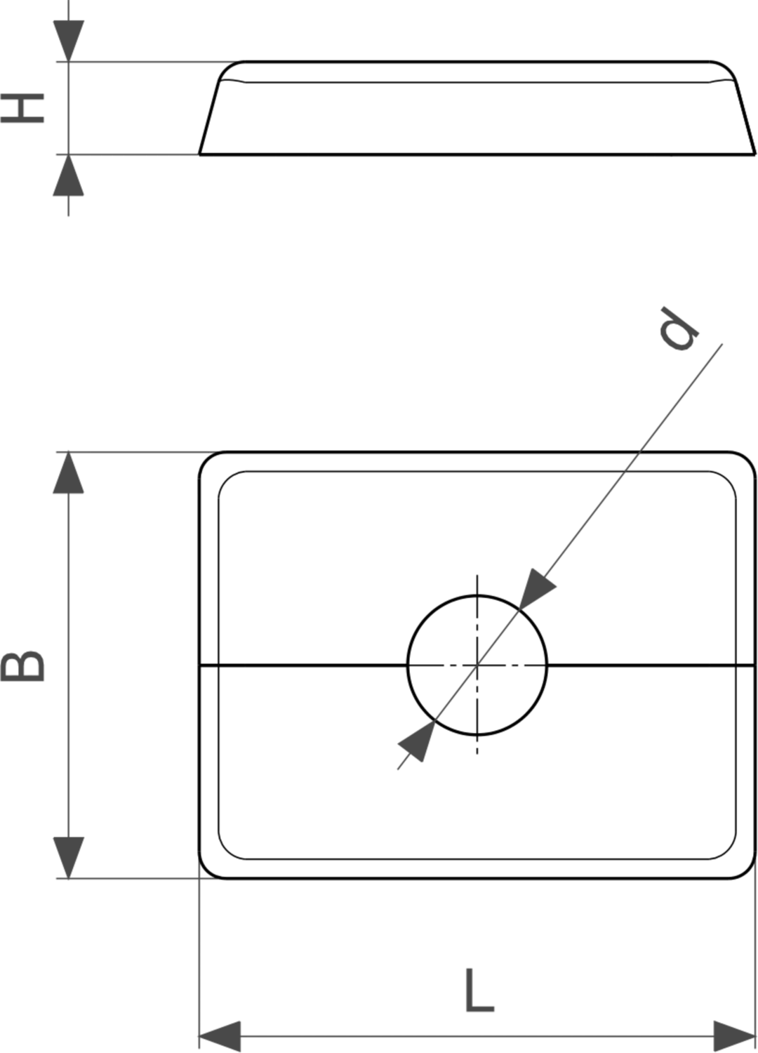 Sanfix Fosta Rosette, dargestellt in einem technischen Diagramm mit markierten Abmessungen und Richtungen. Hersteller: Viega.