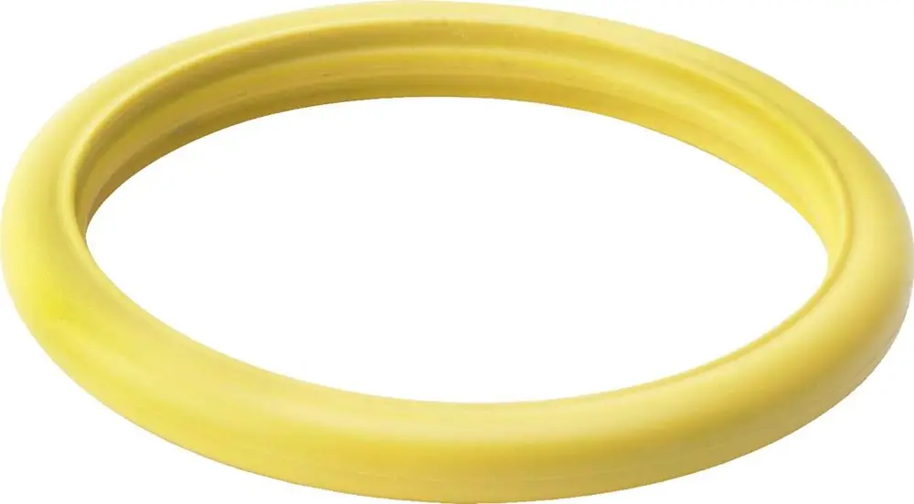 Gelbes Dichtelement von Viega, ringförmig und aus flexiblem Material, geeignet für Verbindungen im Rohrsystem.